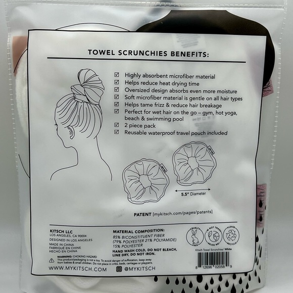 Kit-sch White Towel Scrunchies for Wet Hair - Picture 2 of 2